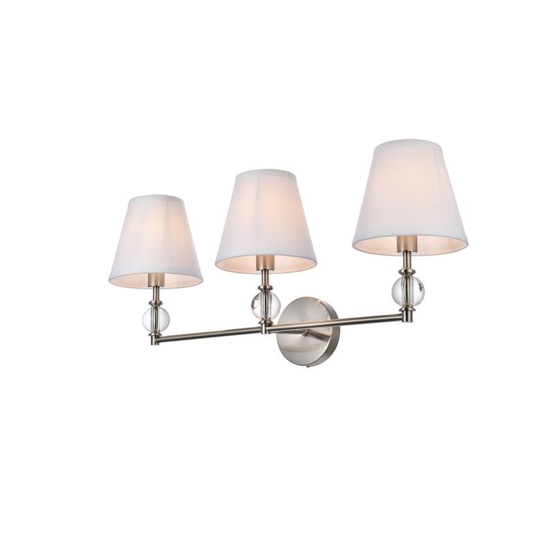 Bella 3 Light Bath Sconce with White Fabric Shade