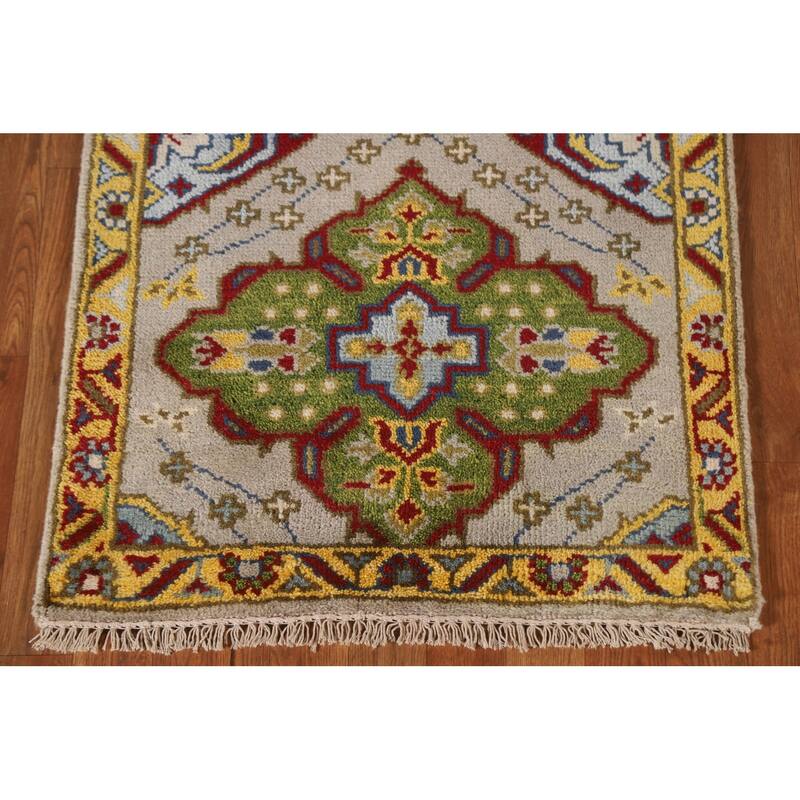 Geometric Kazak Oriental Rug Hand-Knotted Wool Carpet - 2'6"x 5'11"