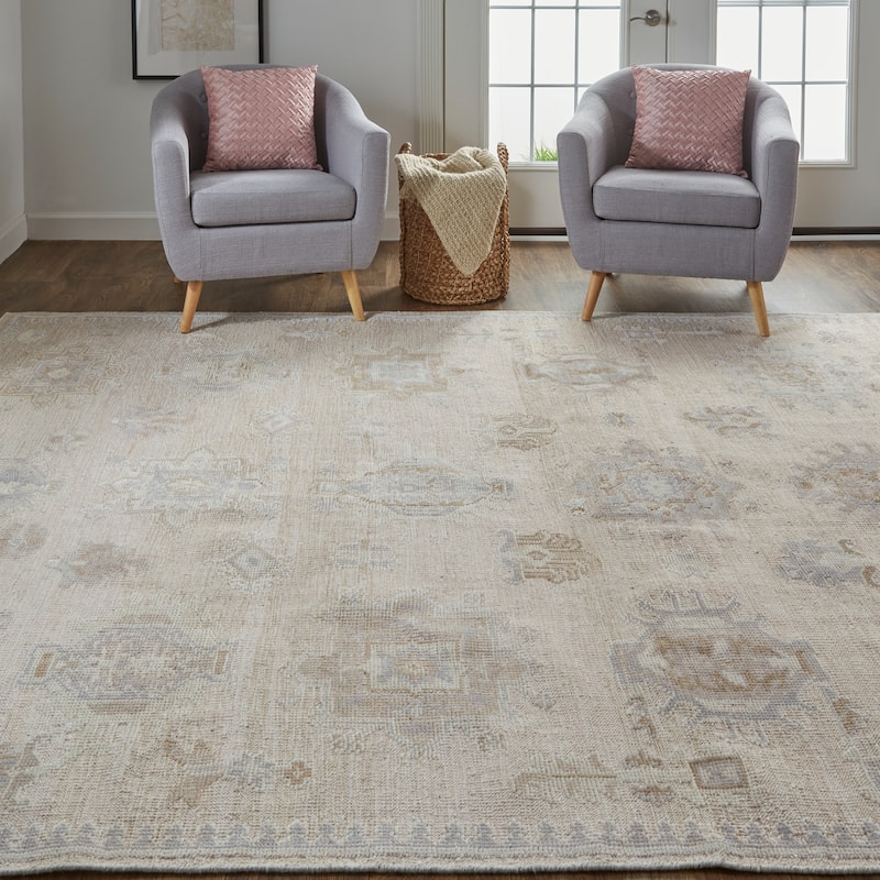 Tierney Eco Friendly PET Oushak Rug, Ivory/Tan/Opal Gray, Area Rug