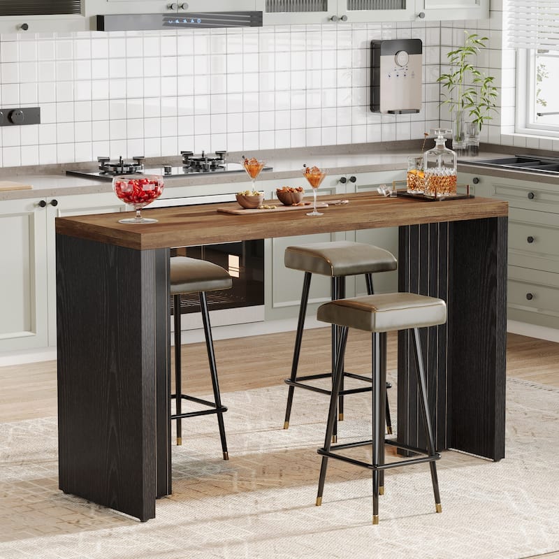 Home Bar Unit, 55.12-Inch Bar Table with Large Tabletop - 55.12" L x 19.69" W x 35.83" H