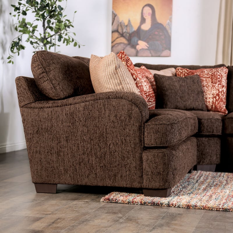 Tiga Transitional Dark Brown Chenille Symmetrical Sectional by Furniture of America