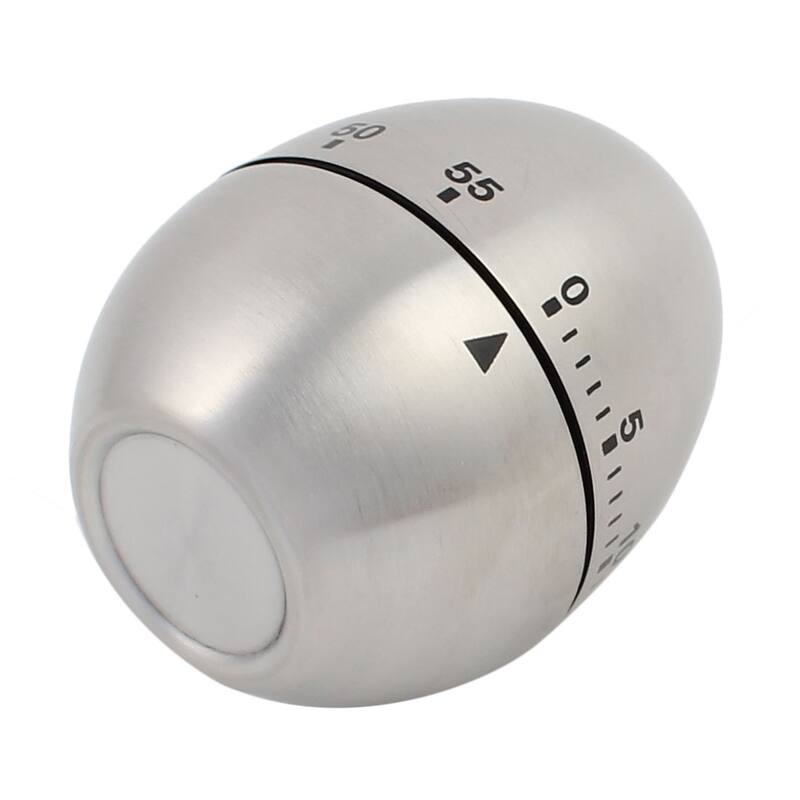 2.4x2.4x3.1-Inch 60 Minute Mechanical Kitchen Egg Timer Stainless Steel Silver - Silver