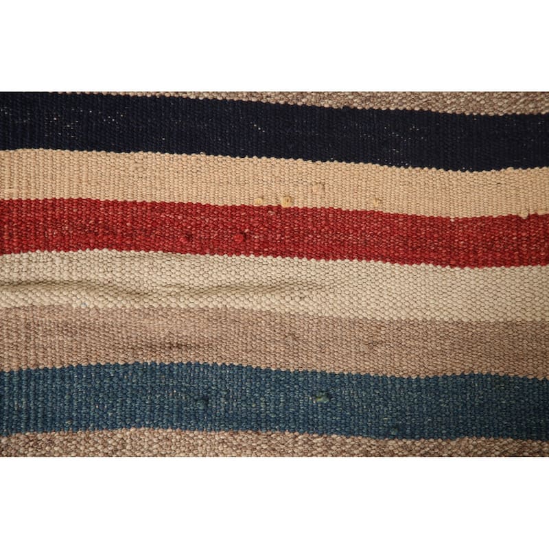 Striped Kilim Qashqai Persian Area Rug Hand-Woven Wool Carpet - 3'9" x 6'5"