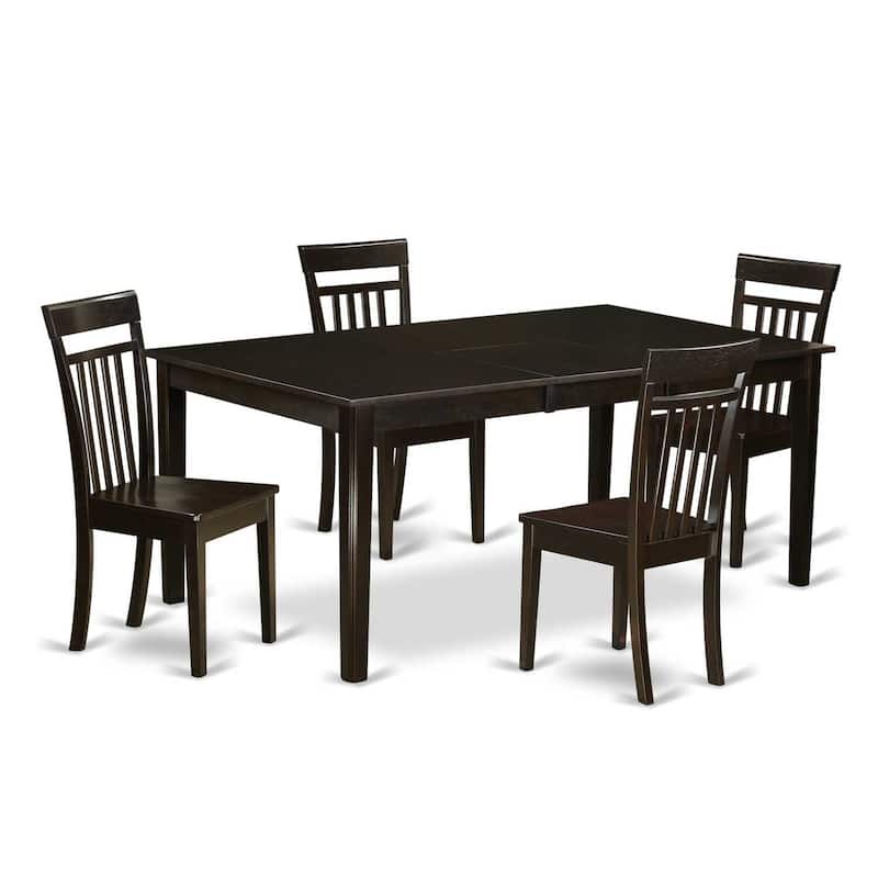 HomeStock 5-Pc Cappuccino Solid Wood Top - Dining Room Set with Leaf - Seats 4