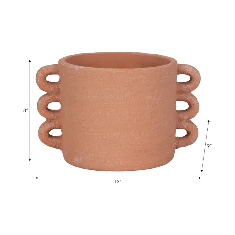Pottery and Cement Planter Multi-Loop Handle Design Contemporary