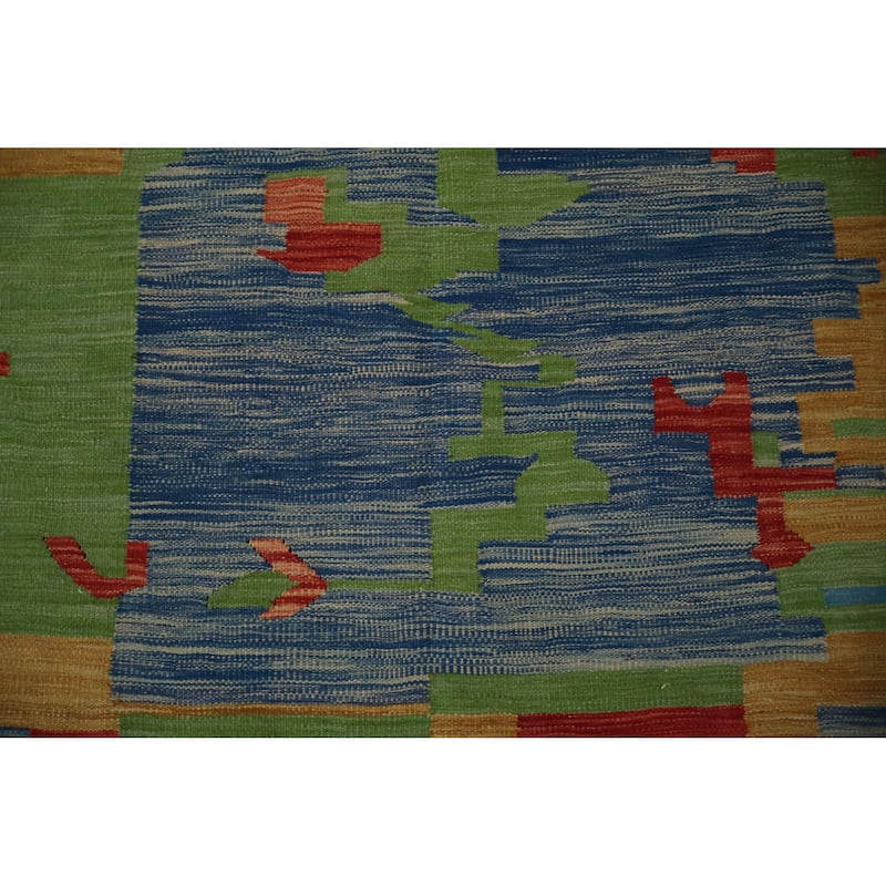 Hand Woven Oriental 100% Wool Carpet Southwestern Modern Multi-Colored Kilim Area Rug - 9' 10'' X 8' 2''