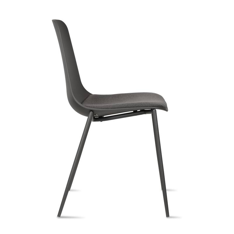 Set of 4 Plastic Dining Chairs Cushion Padded For Kitchen Metal Legs Guest Meeting Waiting Room Business Indoor Outdoor Patio