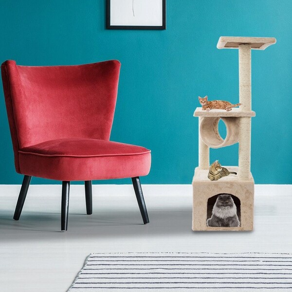 36" Beige Plush Sisal Rope Cat Tree Cat Tower - Beige. Opens flyout.
