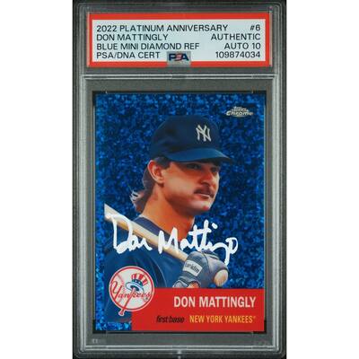 Don Mattingly 2022 Topps Chrome Blue Refractor Card #6 Auto PSA 10 129/199 - 8' x 11'