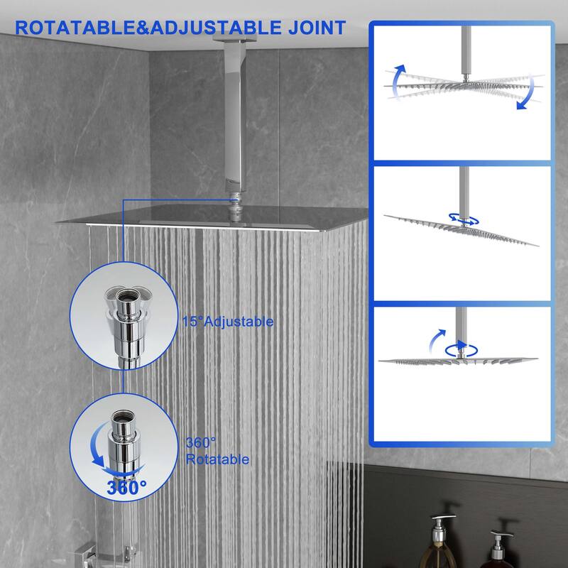Lordear 16-inch Square Rain Shower Head