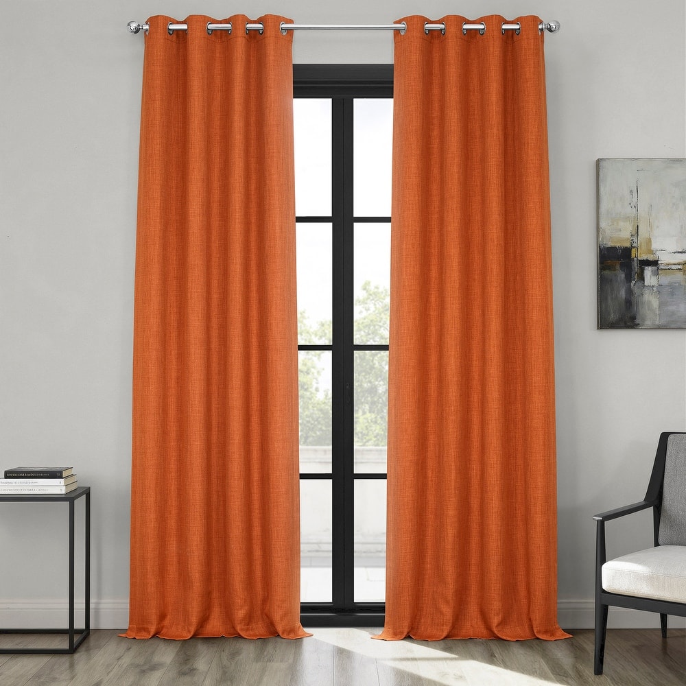 Exclusive Fabrics Grommet Textured Faux Linen Room Darkening Curtains for Bedroom & Living Room Curtains (1 Panel)
