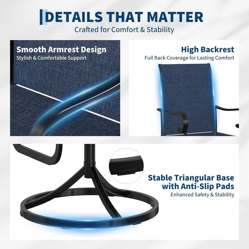 Set of 2 Outdoor Patio 360°Swivel Dining Chairs for Backyard, Poolside, Lawn, Porch or Garden (No Table)