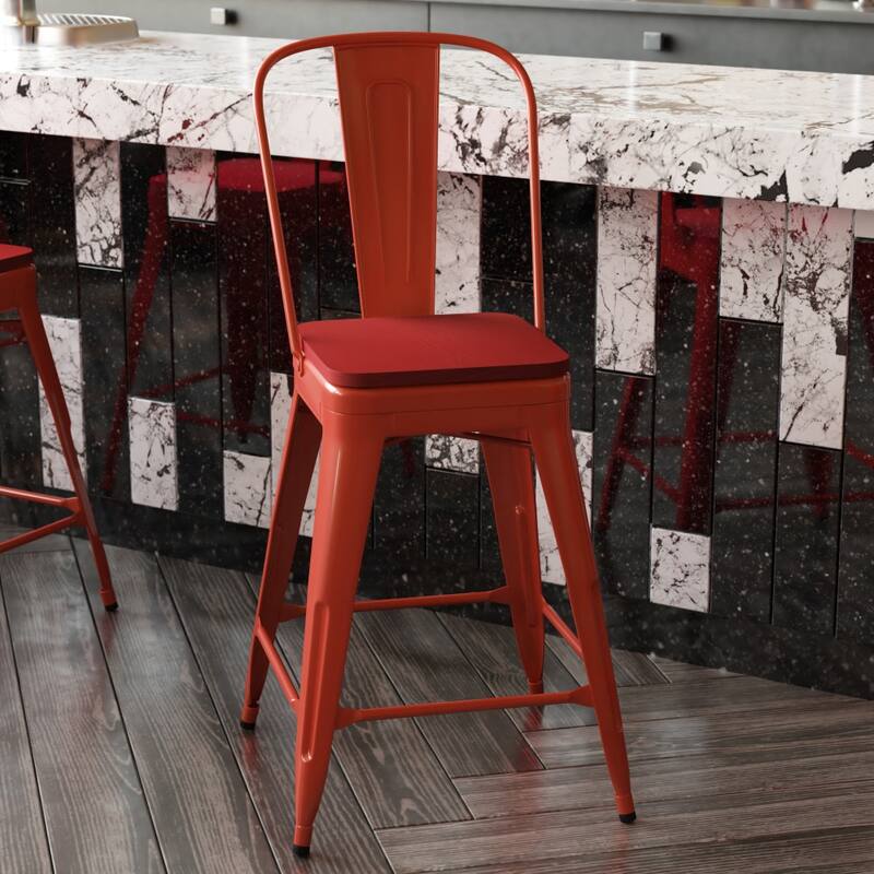 All-Weather Commercial Counter Stool with Removable Back & Poly Resin Seat