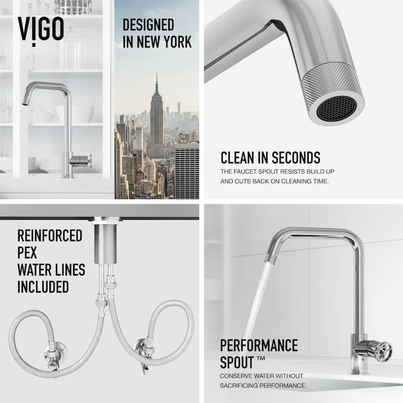 VIGO Cass Industrial 14" H Single Handle Kitchen Bar Faucet