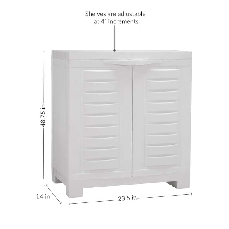 Sunnydaze Plastic Garage Storage Cabinet with Adjustable Shelf