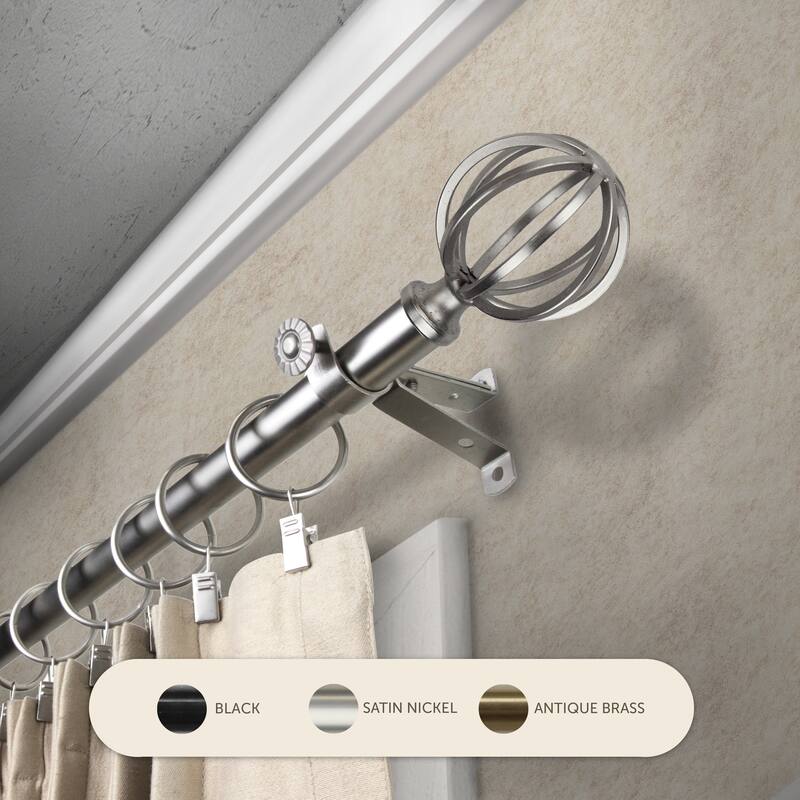 InStyleDesign Loop Adjustable Curtain Rod - 66 to 120 inches - Satin Nickel