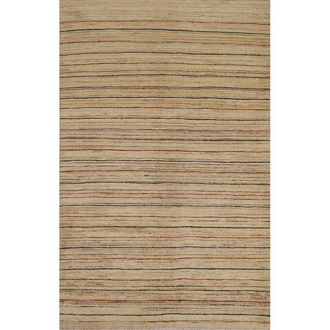 Striped Gabbeh Kashkoli Oriental Area Rug Hand-knotted Wool Carpet - 3'3" x 4'11"