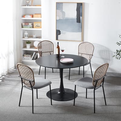 Tengbian household iron dining chairs, set of four backrests and chairs, dining tables and chairs