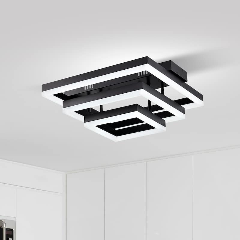 Wisteria Tiered Squared LED Integrated Flush Mount for Dining/Living Room Foyer Office