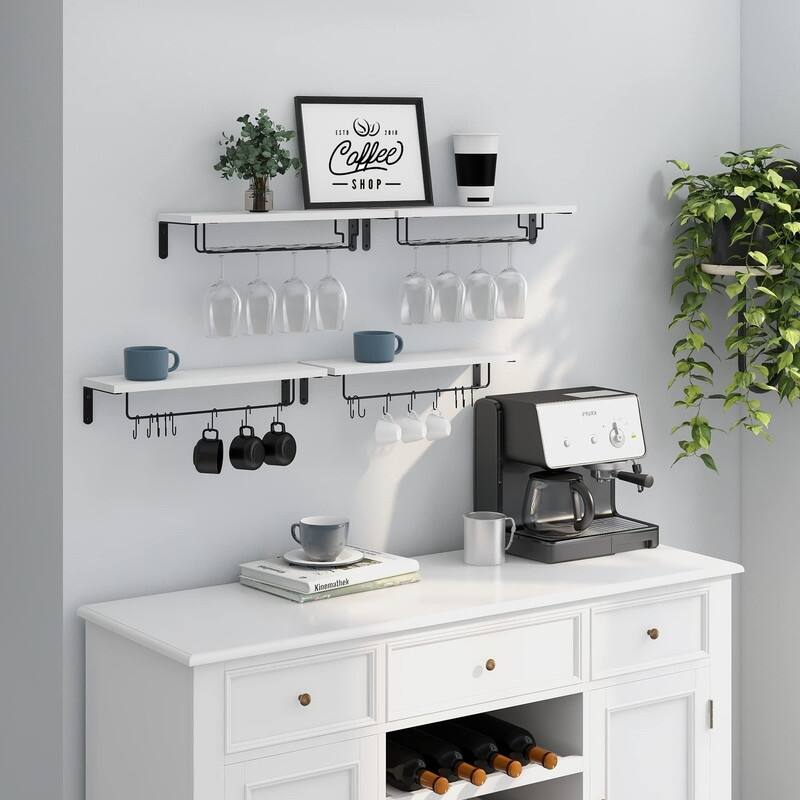 20 Inch Wall Mounted Shelves for Coffee Cups Mugs Wine Glass - 19.7"D x 5.9"W x 0.6"H