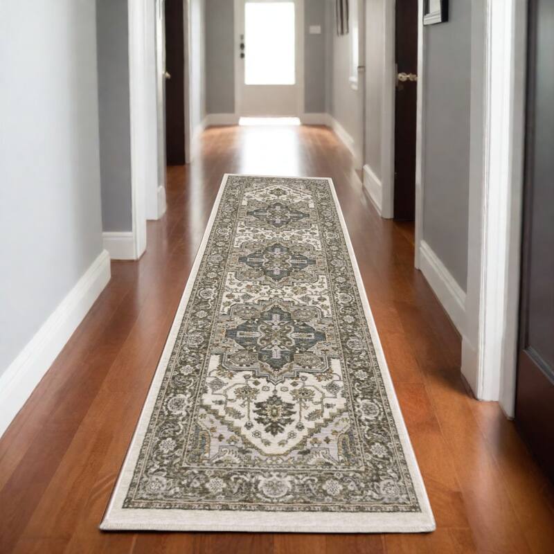 HomeRootsMedallion Traditional Runner Area Rug - 92.52' X '26.77' X '0.24