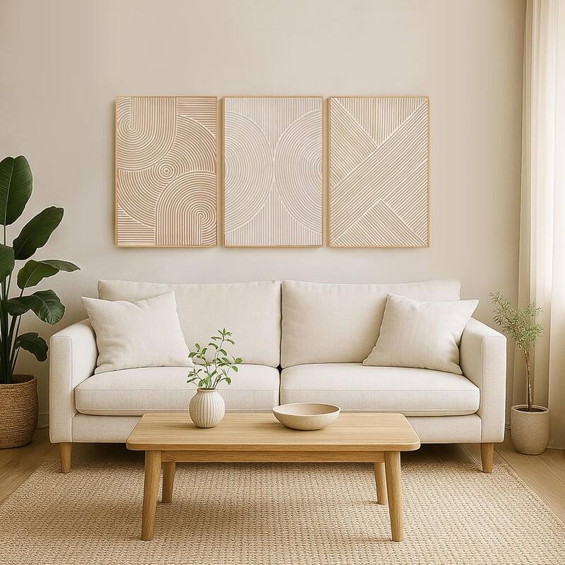Painted Framed Wall Decor Geometric Artwork Canvas Paintings