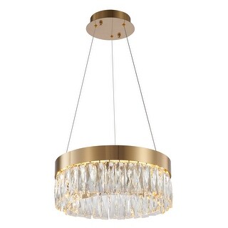 1-Light D16" Gold Metal LED Chandelier With Clear Crystals - Bed Bath ...