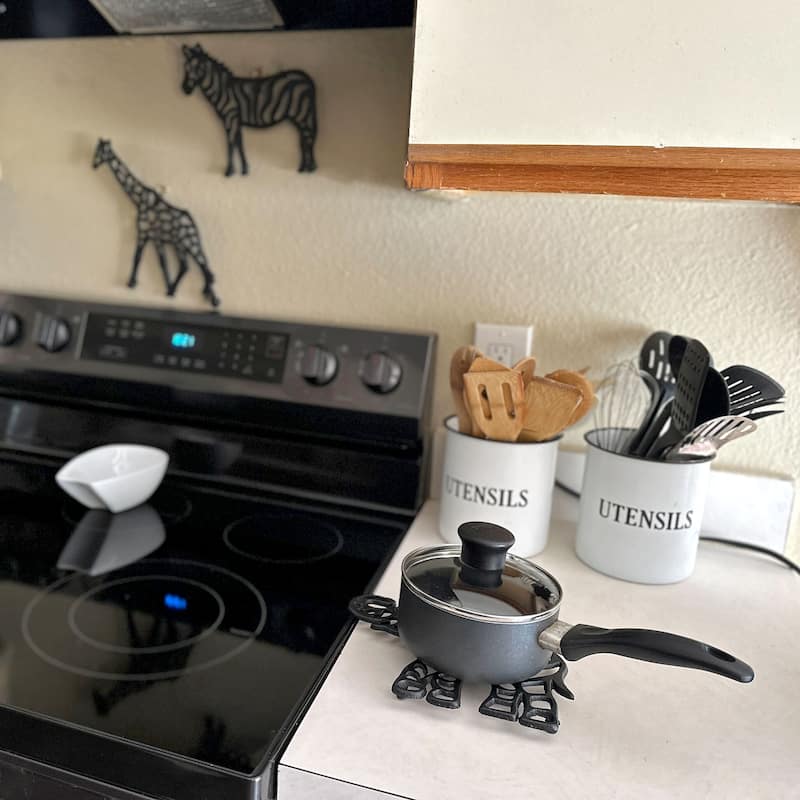 Zeckos Black Cast Iron Safari Animal Kitchen Trivets (Set Of 3) - 0.5 X 9.5 X 8.75 inches