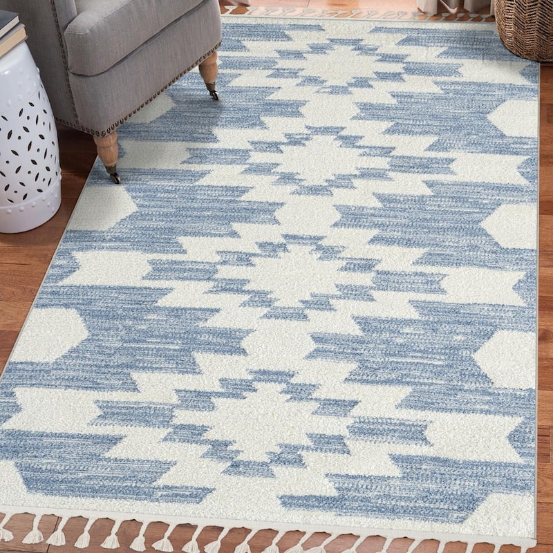 Luxe Weavers Geometric South Western Area Rug, Carpet with Fringe