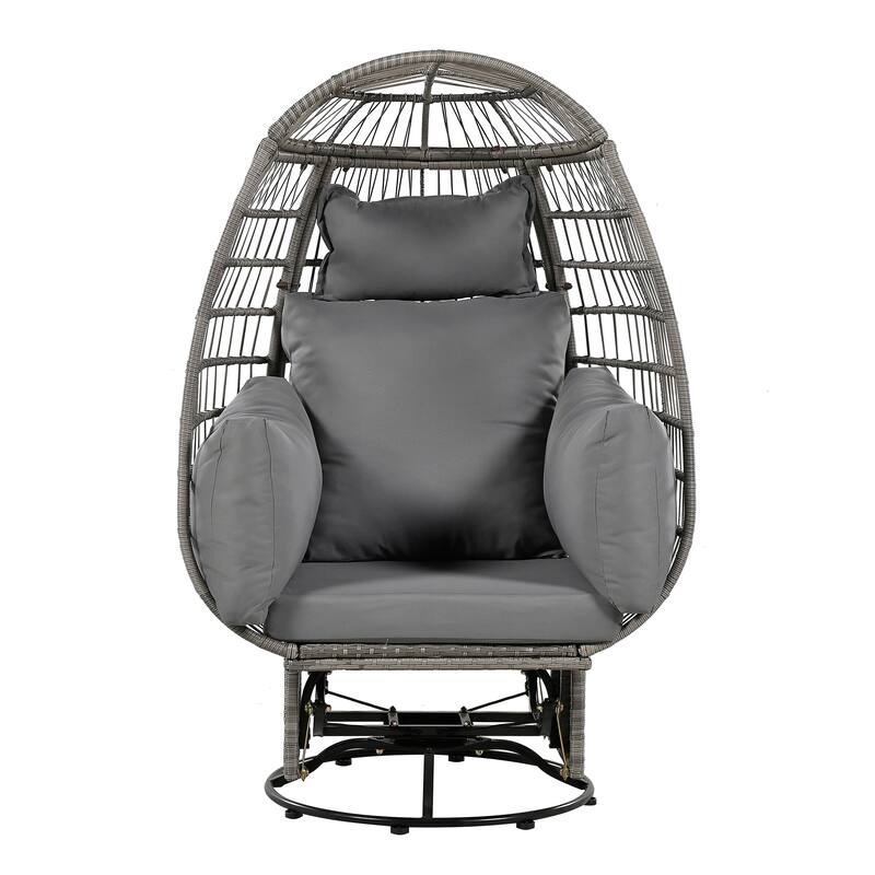 Outdoor Rattan Swivel Chair with Cushions and Rocking Function