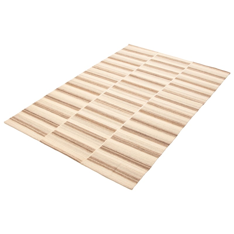 ECARPETGALLERY Flat-Weave Ankara FW Beige Wool Kilim - 5'6 x 8'1