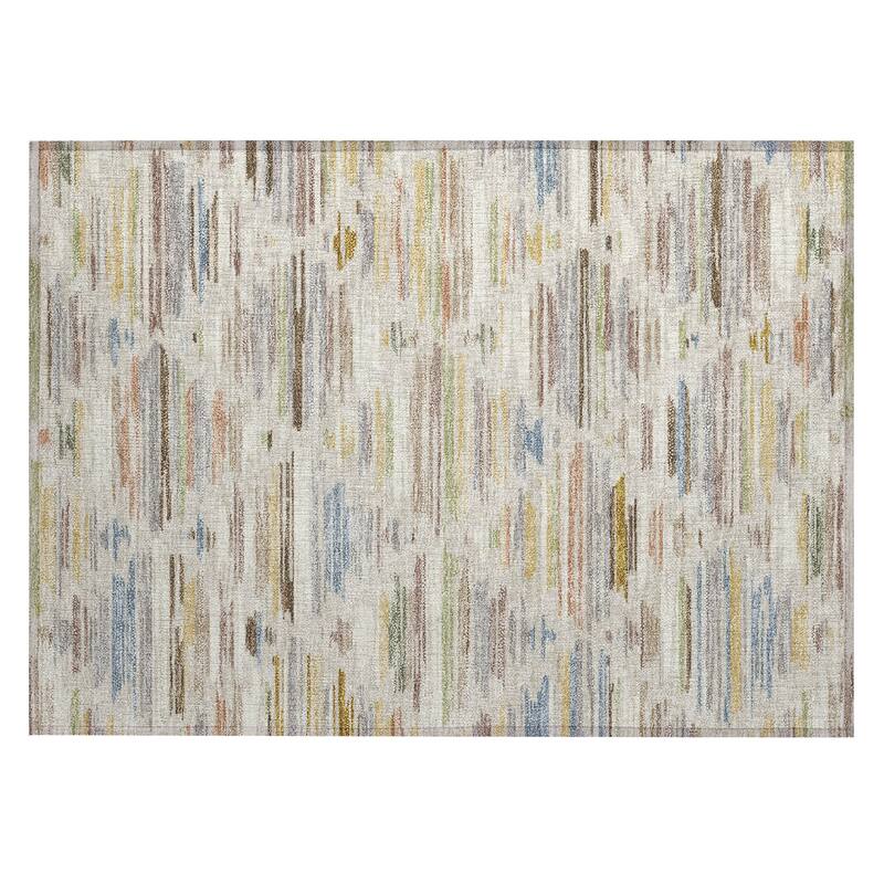 Machine Washable Indoor/ Outdoor Modern Trellis Chantille Rug