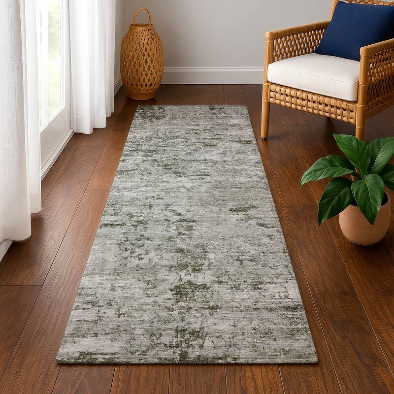 Premium Washable Super Soft Solid Abstract Mayfield Rug - Pewter - 2'3" x 7'6"
