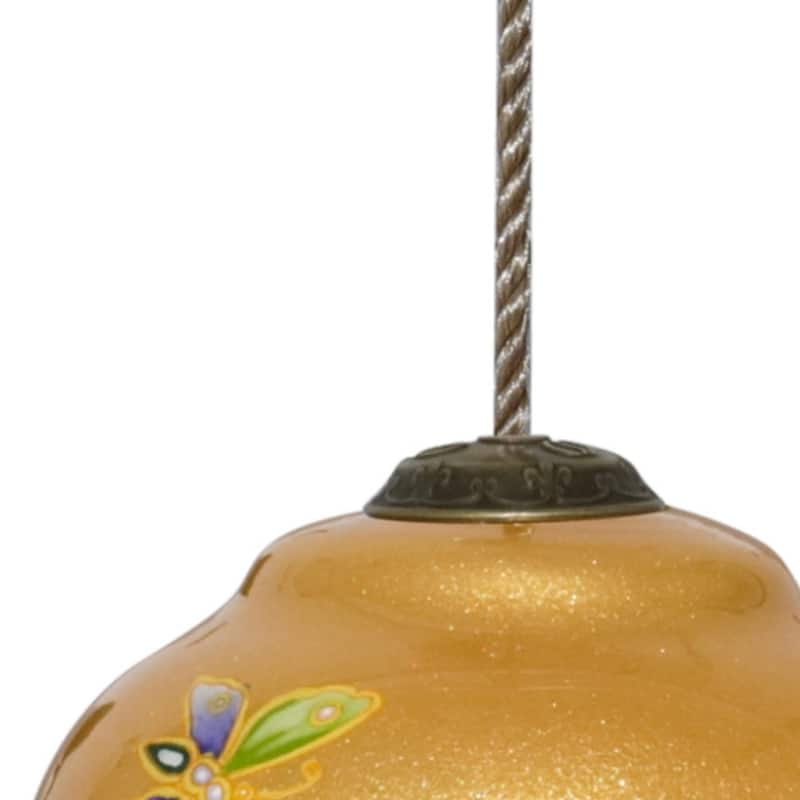 HomeRoots Golden Extravagant Butterflies Hand Painted Mouth Blown Glass Ornament - 3.75" x 2.75" x 2.75"