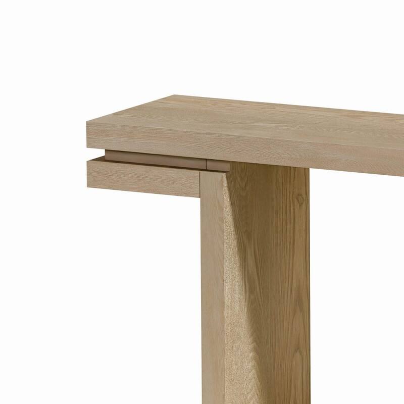 Extra Wide Real Wood Veneered Console Table for Minimalist Living Room Entryway or Hallway Decor