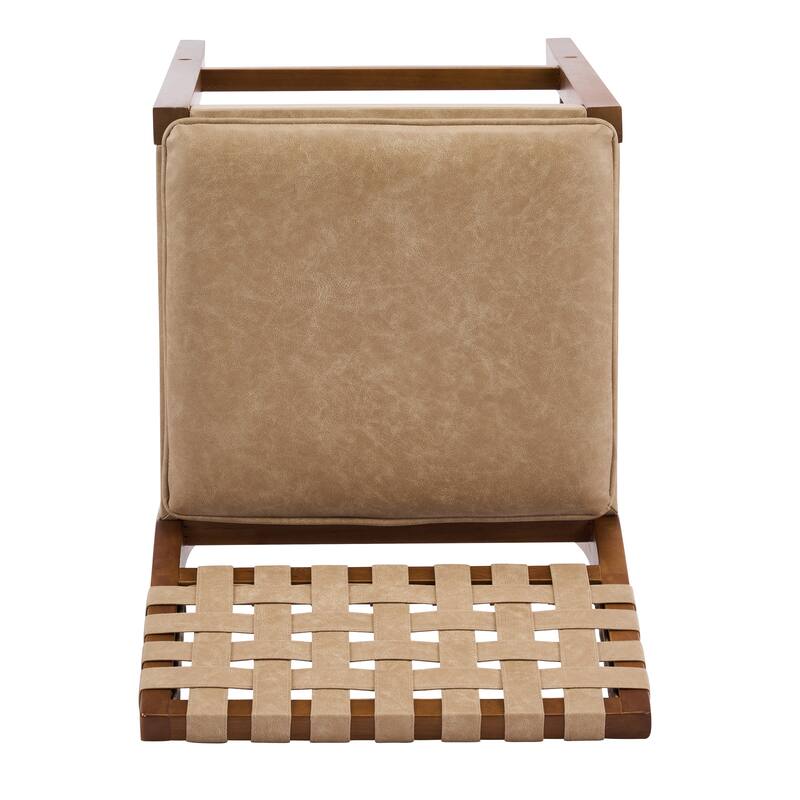 Christopher Knight Home - Rieti Industrial-Inspired Barstool Set with Crossback PU Upholstery and Wooden Frame