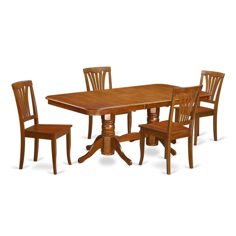 Vintage Dining Table Set - 9 Piece Table & Chair Set - Extendable Kitchen Table - Saddle Brown Finish