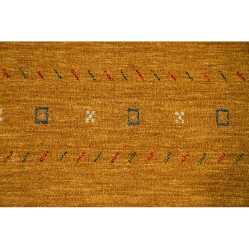Hand Knotted Oriental 100% Wool Carpet Tribal Animal Pictorial Yellow & Gold Gabbeh Area Rug - 11' 8'' X 11' 8''