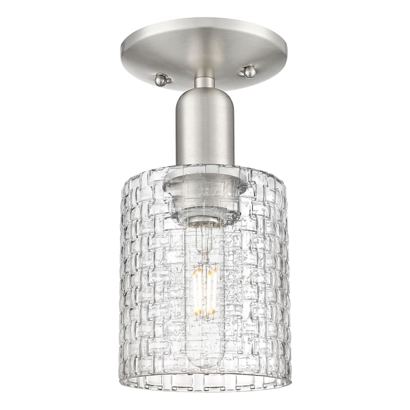 Innovations Lighting 716-1C-11-5 Cobbleskill Semi-Flush Cobbleskill 5" - Brushed Satin Nickel / Clear