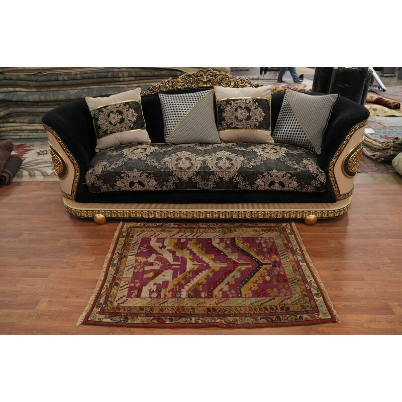 Antique Vegetable Dye Handmade Oushak Turkish Rug 3x4 - 4' 4'' X 3' 3''