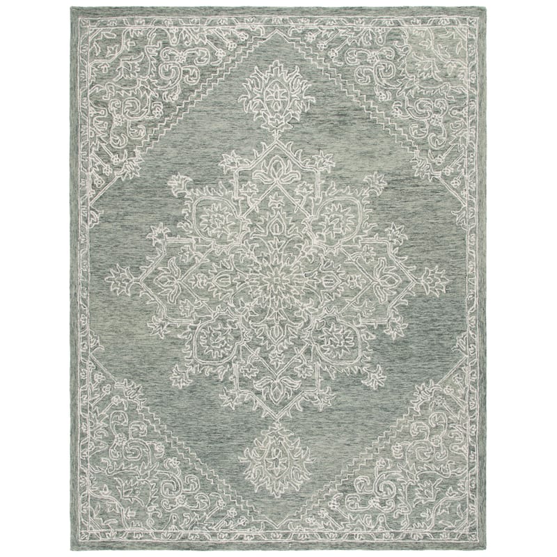 SAFAVIEH Handmade Metro Clemensa French Country Wool Rug - 8' x 10' - Green/Ivory