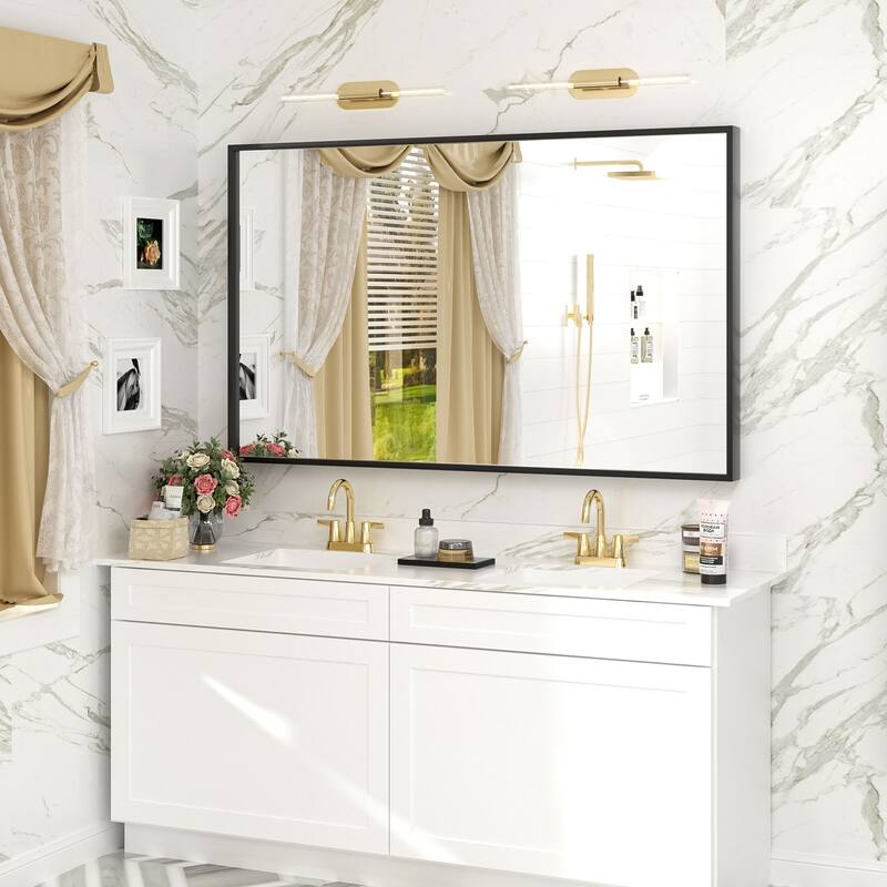 Aluminum Alloy Framed French Cleat Mounted Tempered Glass Wall Vanity Mirror