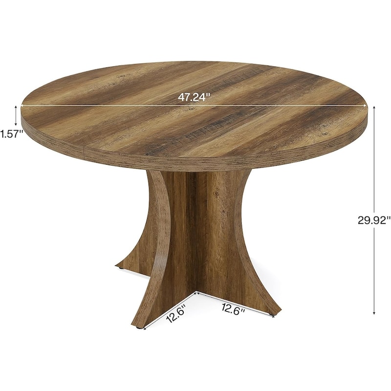 47” Round Particle Board Kitchen Dining Table Perfect to 4-6 People for Meals or Games - 47.24”L x 47.24”W x 29.92”H