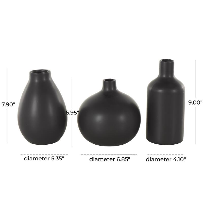 White or Black Ceramic Minimalistic Decorative Vase with Varying Shapes (Set of 3)