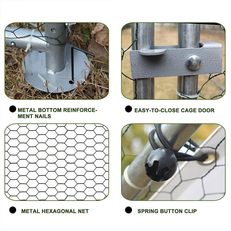 Large Metal Chicken Coop Walk-in Poultry Cage Chicken Run Pen Dog Kennel Duck House