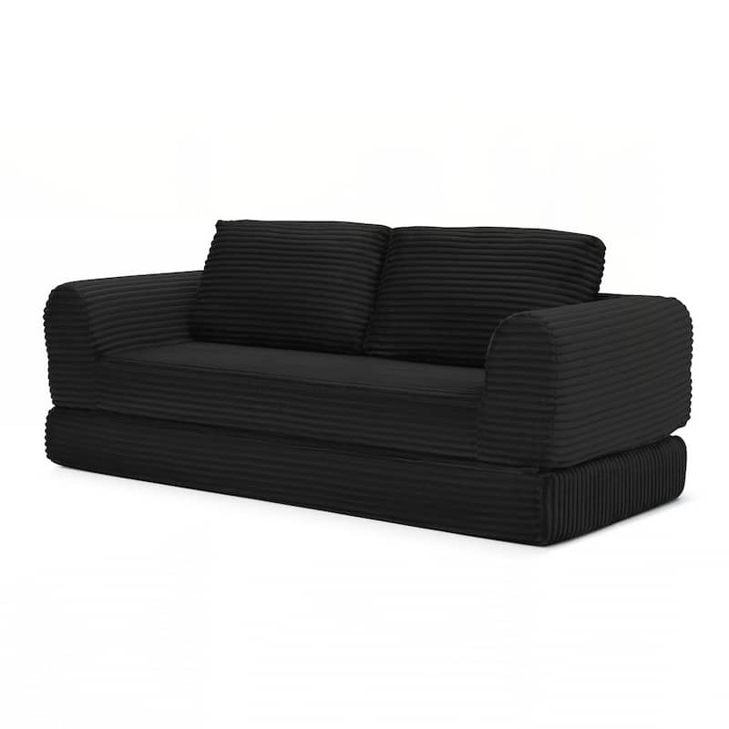 Modern Corduroy Sleeper Couch , Futon Modular Upholstered Boneless Sofa