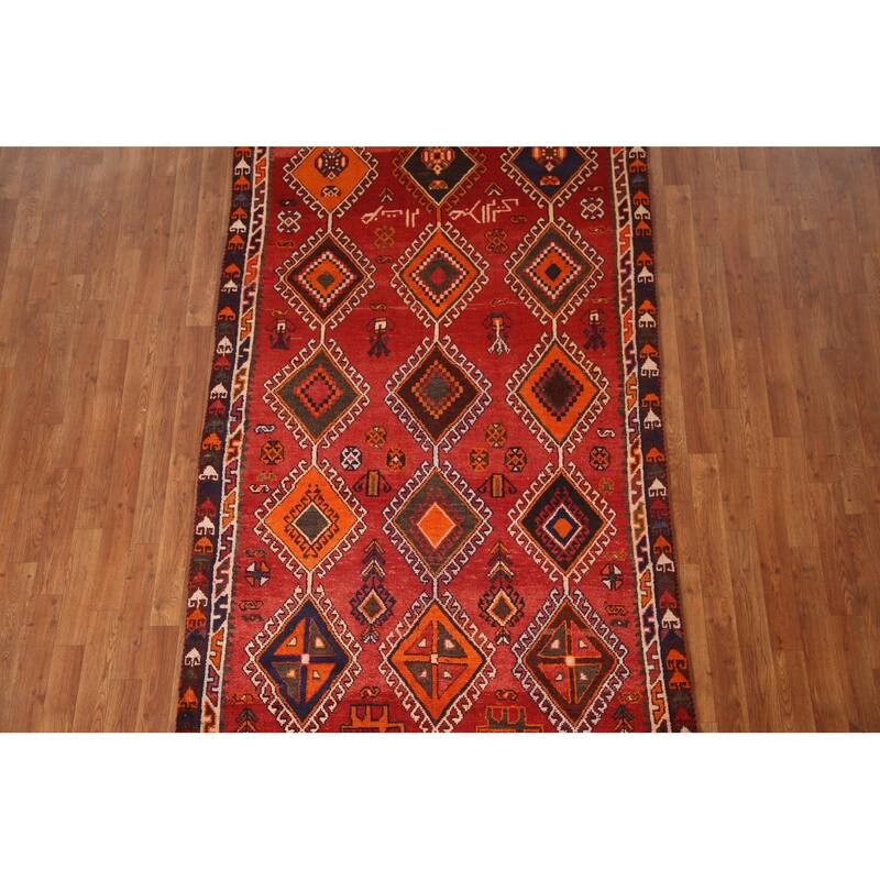 Vegetable Dye Tribal Qashqai Persian Vintage Rug Handmade Wool Carpet - 4'7"x 8'6"