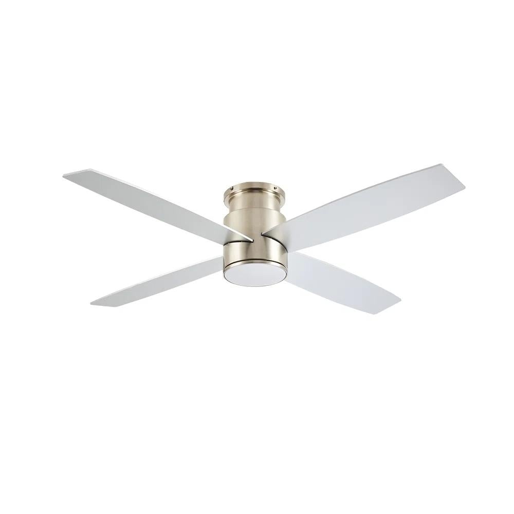 MLiAN Flush Mount DC Ceiling Fan with Lights and Remote, 4 Reversible Blades