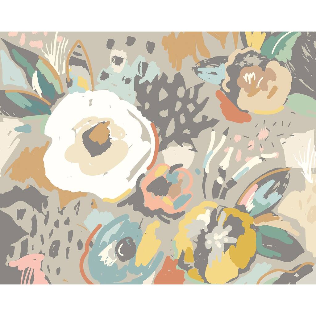 Neutral Abstract Floral Wall Mural