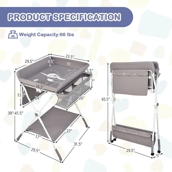 Gymax Baby Changing Table Folding Infant Diaper Station Nursery w/ - See Details